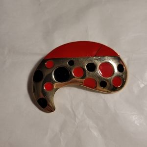 M. Jent Red and Gold Brooch